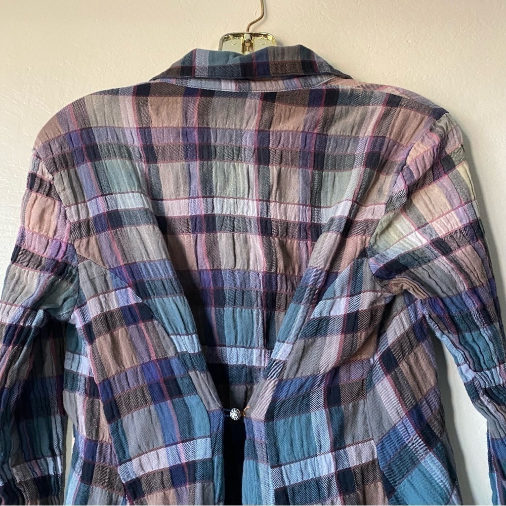 Plaid tunic button down jewel tone Aratta silent journey Anthropologie small - Picture 6 of 8